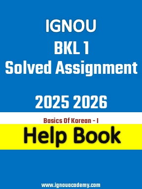 IGNOU BKL 1 Solved Assignment 2025 2026